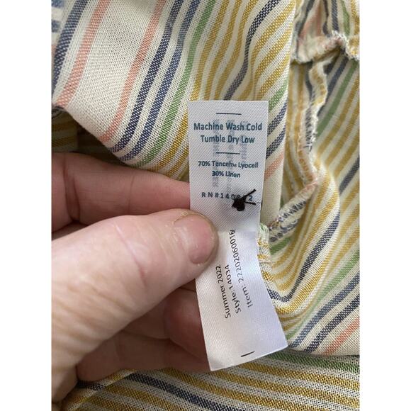 Marine Layer Linen Laney Mini Dress Beachy Stripe XL Removable Braided Belt - Picture 8 of 9